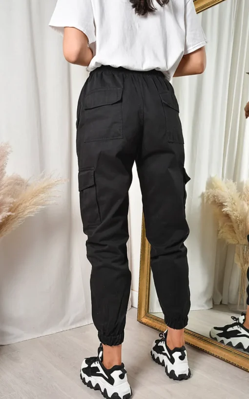 Black Xanthe Pocket Cargo Trousers<IKRUSH Online