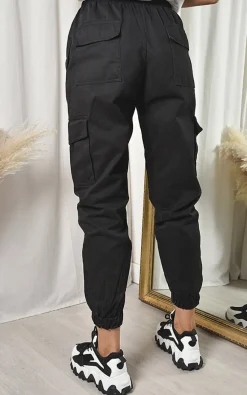 Black Xanthe Pocket Cargo Trousers<IKRUSH Online