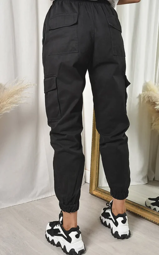Black Xanthe Pocket Cargo Trousers<IKRUSH Online