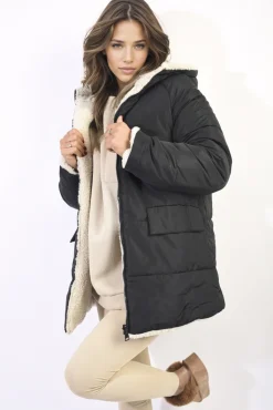 Black/beig Stephanie Reversible Padded Jacket<IKRUSH Best