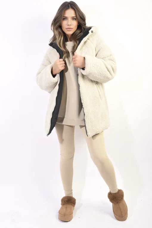 Black/beig Stephanie Reversible Padded Jacket<IKRUSH Best