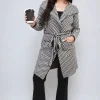 Black/white Ava Check Print Full Sleeve Notched Lapel Collar Neck Belted Coat<IKRUSH Sale