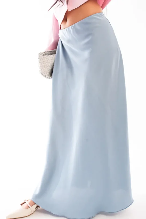 Blue Estella Lightweight High Waisted Maxi Skirt<IKRUSH New