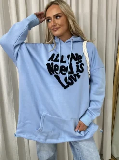 Blue Miranda All We Need Is Love Oversized Hoodie<IKRUSH Hot