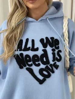 Blue Miranda All We Need Is Love Oversized Hoodie<IKRUSH Hot