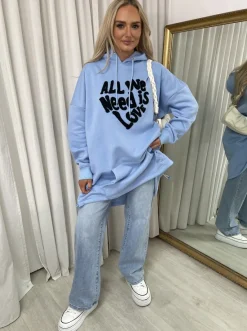 Blue Miranda All We Need Is Love Oversized Hoodie<IKRUSH Hot