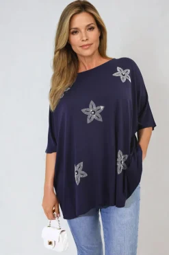 Blue Nadia Floral Print Oversized Top<IKRUSH Sale