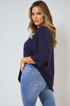 Blue Nadia Floral Print Oversized Top<IKRUSH Sale