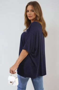 Blue Nadia Floral Print Oversized Top<IKRUSH Sale