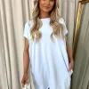 Blue Naomi Round Neck with Side Pockets Oversized Top<IKRUSH Clearance
