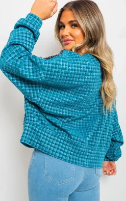 Blue Sara Long Sleeve Knitted Jumper with Tassel Detail<IKRUSH Hot
