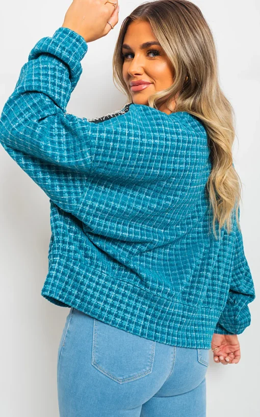 Blue Sara Long Sleeve Knitted Jumper with Tassel Detail<IKRUSH Hot