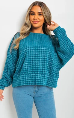 Blue Sara Long Sleeve Knitted Jumper with Tassel Detail<IKRUSH Hot