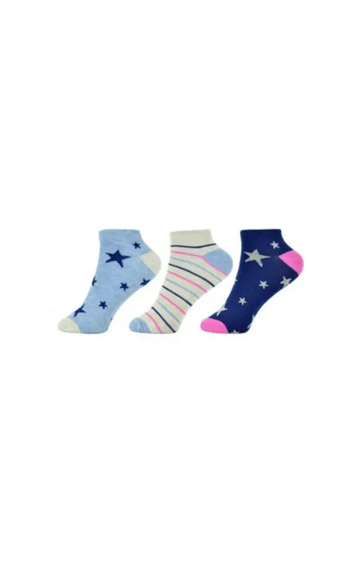 Blue Stars and Stripes Printed Ankle Socks Multi Pack<IKRUSH Hot
