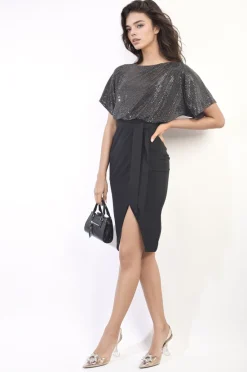 Bronze Fatima Tie Waist Sequin Midi Dress<IKRUSH Discount