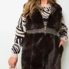 Brown Emilee Faux Fur Zip Up Gilet<IKRUSH Discount