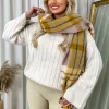 Brown Ezra Long Chunky Scarf with Thick Twist Braid Tassel<IKRUSH Sale