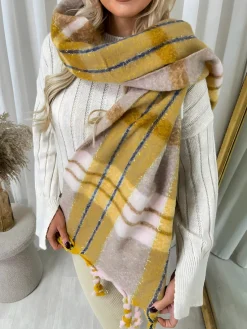 Brown Ezra Long Chunky Scarf with Thick Twist Braid Tassel<IKRUSH Sale