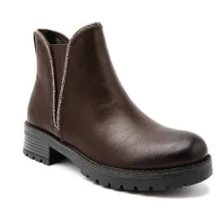 Brown Fatima Chelsea Diamante Ankle Boots<IKRUSH Clearance