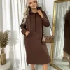 Brown Jenna Kangaroo Pocket Long Loose Hoodie<IKRUSH Online