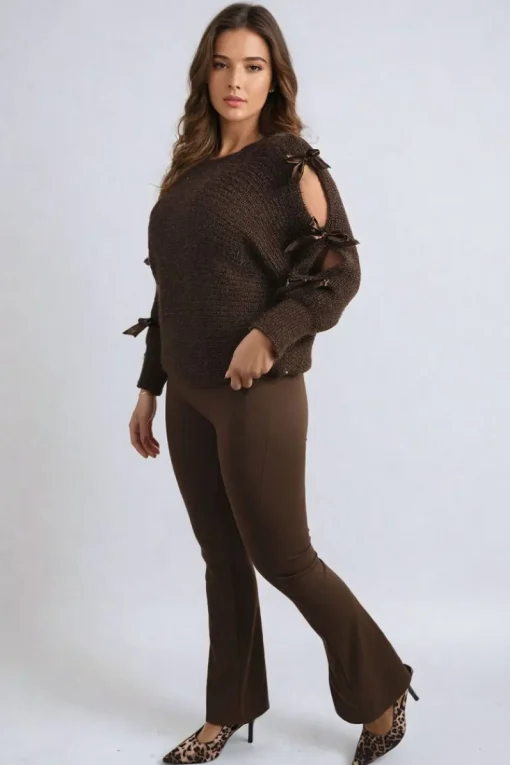 Brown Jessica High Waisted Flare Leg Trouser<IKRUSH Best