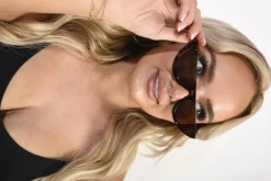 Brown Keyla Retro Half Frame Rimless Sunglasses<IKRUSH Sale