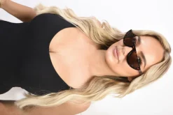 Brown Keyla Retro Half Frame Rimless Sunglasses<IKRUSH Sale