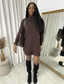Brown Melinda Chunky Roll Neck Knitted Jumper<IKRUSH Online