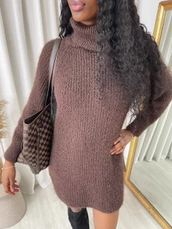 Brown Melinda Chunky Roll Neck Knitted Jumper<IKRUSH Online