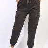 Brown Plus Size Frankie Cargo Pocket Trouser with Drawstring<IKRUSH Discount