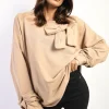 Camel Carina Long Sleeve Bow Detail Jumper<IKRUSH Clearance