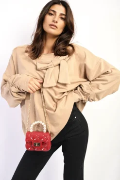 Camel Carina Long Sleeve Bow Detail Jumper<IKRUSH Clearance
