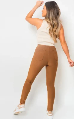 Camel Carmela High Waist Double Band Pocket Leggings<IKRUSH New