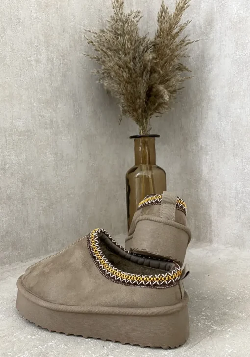 Camel Jolene Aztec Detail Low Ankle Platform Slipper Boots<IKRUSH Discount