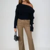 Camel Lucia High Waisted Faux Leather Trouser<IKRUSH Fashion
