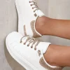 Champagne Callie Embellished Lace Platform Trainers<IKRUSH Best