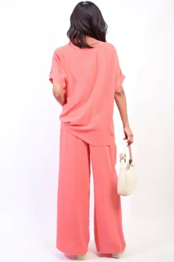 Coral Hailey Oversized Top and Wide Leg Trousers Co-ord Set<IKRUSH New