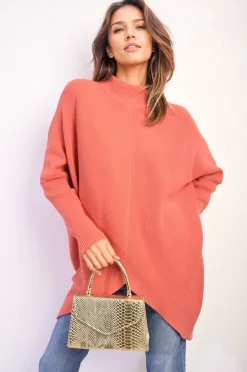 Coral Janiyah Turtle Neck Longline Knitted Jumper<IKRUSH Hot
