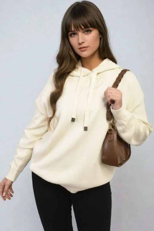 Cream Karen New York City Print Knitted Hoodie<IKRUSH Online