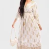 Cream Maya V-neck Tassel Detail Embellished Boho Maxi Dress<IKRUSH Online