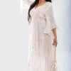 Cream Melina Embellished Boho Flounce Sleeve Maxi Dress<IKRUSH Fashion