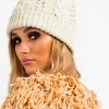 Cream Tammy Faux Fur Lined Pom Pom Hat<IKRUSH Best