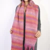 Dark pink Erin Striped Soft Comfortable Oversized Chunky Scarf with Tassel<IKRUSH Outlet