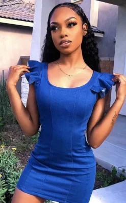 Denim Alicia Denim Bodycon Mini Dress<IKRUSH Online