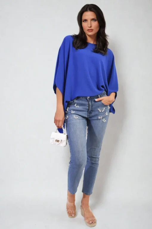 Denim Aurelia Pearl Rhinestone Skinny Jeans<IKRUSH Fashion