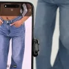 Denim Chana Back Statement Distressed Straight Leg Jeans<IKRUSH Online