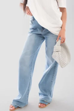 Denim Chana Back Statement Distressed Straight Leg Jeans<IKRUSH Online