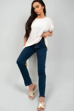 Denim Clara Straight Leg High Waist Jeans<IKRUSH Clearance
