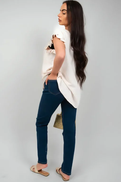 Denim Clara Straight Leg High Waist Jeans<IKRUSH Clearance
