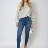 Denim Emilia Rhinestone Embellished Skinny Fit Mid Rise Jeans<IKRUSH Outlet